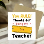 Special Card For Teacher YOU RULE Card Teacher Appreciation Card