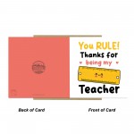 Special Card For Teacher YOU RULE Card Teacher Appreciation Card