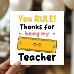 Special Card For Teacher YOU RULE Card Teacher Appreciation Card