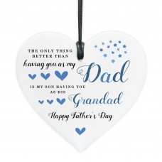 Dad and Grandad Gift For Fathers Day White Hanging Heart Gift