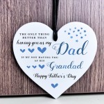 Dad and Grandad Gift For Fathers Day White Hanging Heart Gift