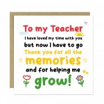 Teacher Appreciation Card For Teacher Thank You Teacher Cards