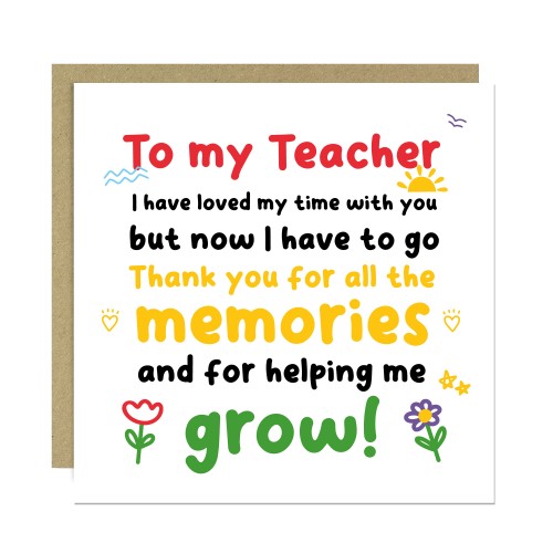 Teacher Appreciation Card For Teacher Thank You Teacher Cards