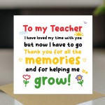 Teacher Appreciation Card For Teacher Thank You Teacher Cards