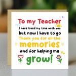 Teacher Appreciation Card For Teacher Thank You Teacher Cards