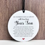 Fathers Day Gift From Your Son Hanging Plaque For Dad Sign
