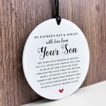 Fathers Day Gift From Your Son Hanging Plaque For Dad Sign