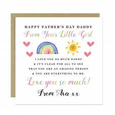 Personalised Fathers Day Daddy Card From Daughter Father's Day