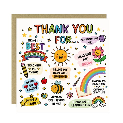 Teacher Thank You Card from Kids Cute Thank You Card For Teacher
