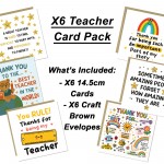 Thank You Teacher Cards Multipack of 6 Best Teacher Cards End 