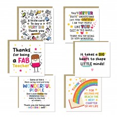 Teacher Appreciation Cards Set of 6 Assorted Thank You Cards