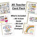 Teacher Appreciation Cards Set of 6 Assorted Thank You Cards