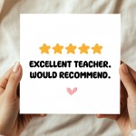 Funny Teacher Card 5 Star Review Thank You Cards For Teachers