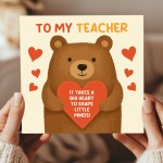 Thank You Teacher Card Teacher Thank You Cards From Kids