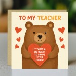 Thank You Teacher Card Teacher Thank You Cards From Kids