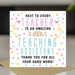 Teaching Assistant Thank You Card From Students End of Term