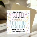 Teaching Assistant Thank You Card From Students End of Term