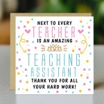 Teaching Assistant Thank You Card From Students End of Term