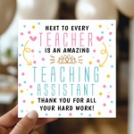 Teaching Assistant Thank You Card From Students End of Term