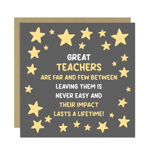 Teacher Thank You Card From Kids Best Teacher Card End of Term