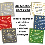 Teacher Multipack of 6 Cards For Great Teachers Thank You Pack