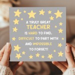 Great Teacher Thank You Cards Leaving School Nursery End of Term