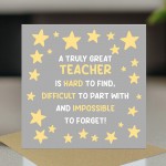 Great Teacher Thank You Cards Leaving School Nursery End of Term