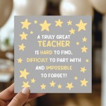 Great Teacher Thank You Cards Leaving School Nursery End of Term