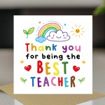 Teacher Card For Best Teacher Thank You Cards for Teacher Card