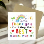 Teacher Card For Best Teaching Assistant Thank You Cards
