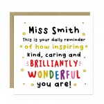 PERSONALISED Teacher Card Thank You Cards for Wonderful Teacher