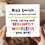 PERSONALISED Teacher Card Thank You Cards for Wonderful Teacher