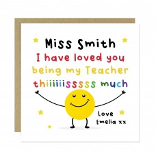 PERSONALISED Thank You Cards for Teacher Loved You This Much