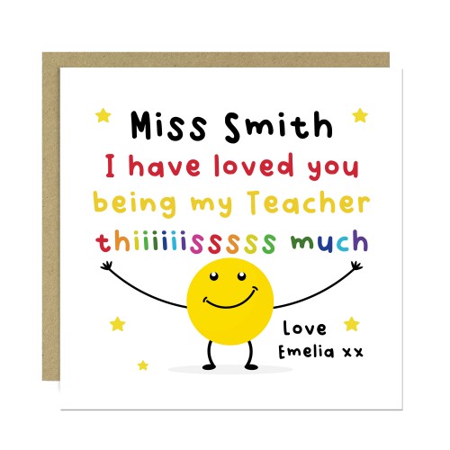 PERSONALISED Thank You Cards for Teacher Loved You This Much PERSONALISED Thank You Cards for Teacher Loved You This Much