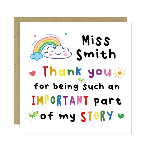 PERSONALISED Thank You Cards for Teacher Part Of My Story PERSONALISED Thank You Cards for Teacher Part Of My Story