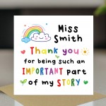 PERSONALISED Thank You Cards for Teacher Part Of My Story PERSONALISED Thank You Cards for Teacher Part Of My Story