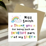 PERSONALISED Thank You Cards for Teacher Part Of My Story PERSONALISED Thank You Cards for Teacher Part Of My Story