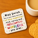 PERSONALISED Teacher Coaster Brilliantly Wonderful Teacher