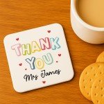 Personalised Thank You Gift For Teacher Coaster From Student