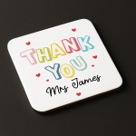 Personalised Thank You Gift For Teacher Coaster From Student