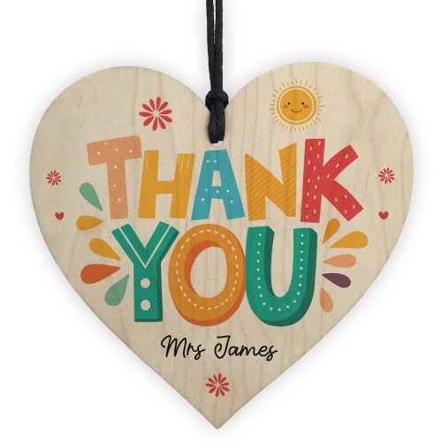 Teacher Thank You Personalised Wooden Heart Appreciation Gifts