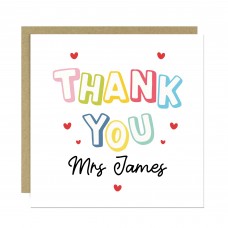Personalised Teacher Thank You Cards End of Term Leaving School 