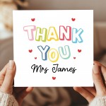 Personalised Teacher Thank You Cards End of Term Leaving School 