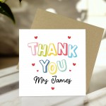 Personalised Teacher Thank You Cards End of Term Leaving School 