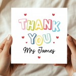 Personalised Teacher Thank You Cards End of Term Leaving School 