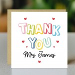 Personalised Teacher Thank You Cards End of Term Leaving School 