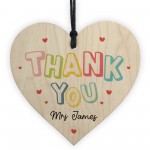 Personalised Thank You Teacher Wooden Heart Gift End of Term 