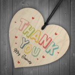 Personalised Thank You Teacher Wooden Heart Gift End of Term 