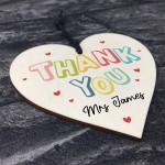 Personalised Thank You Teacher Wooden Heart Gift End of Term 