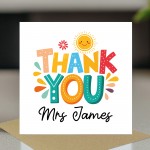 Personalised Thank You Card For Teachers Nursery School Teacher 